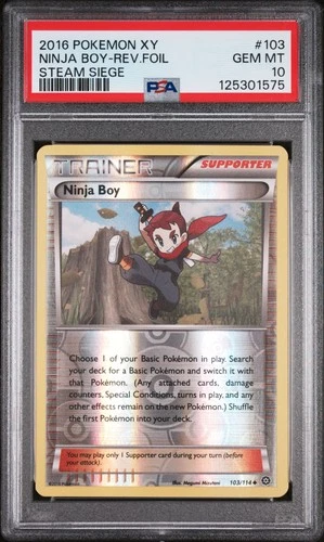 2016 POKEMON XY STEAM SIEGE #103 NINJA BOY-REVERSE FOIL PSA 10
