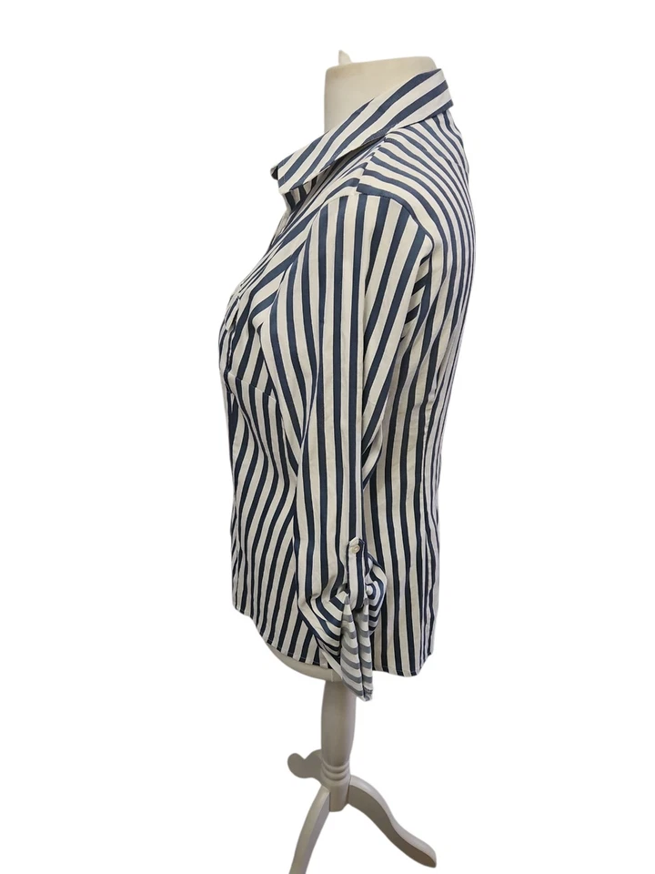 NEXT stripe shirt size 18 long sleeve blouse roll tab - Image 2 of 4