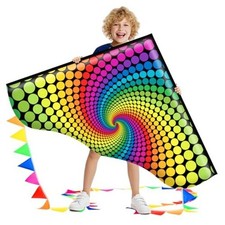 Xida Large Delta Kite for Kids Adults - Easy to Fly Kites for Rainbow Spiral
