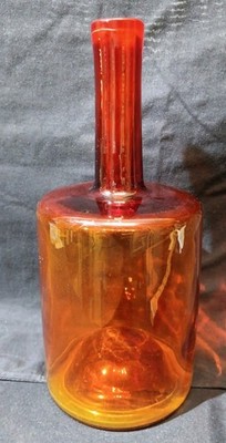 Large 10'' X 5'' MCM  BLENKO GLASS AMBERINA BOTTLE No STOPPER