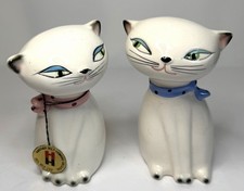 Vintage MCM Holt Howard 1958 Ceramic Cat Salt and Pepper Shakers Original Tag