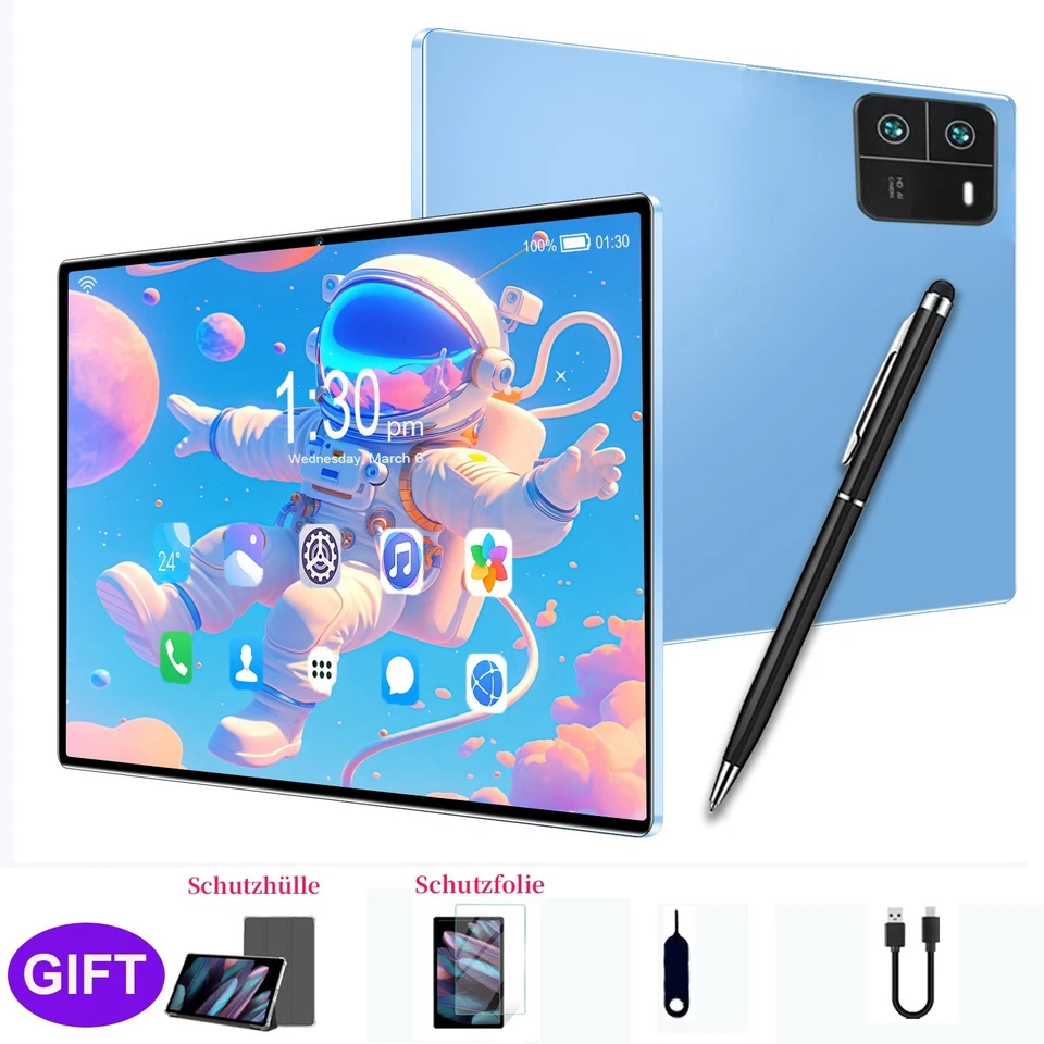 PAB 6 2025 Neu Tablet 16GB+256GB Android 15 Octa-Core 8000mAh HD 10 Zoll IPS 5G WiFi