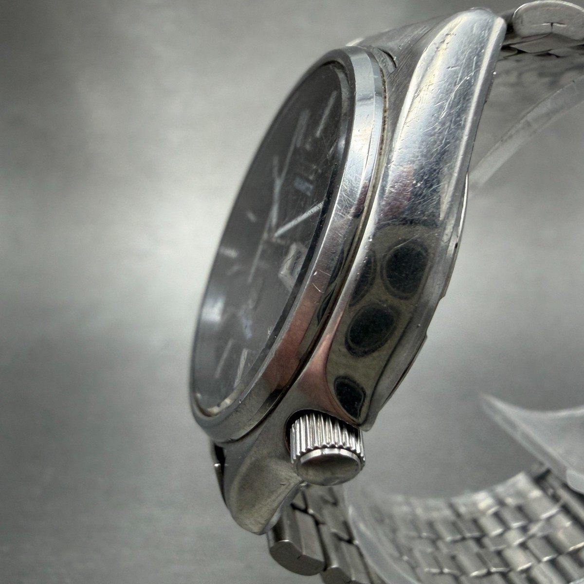 Seiko SilverWave Watch Men 35mm Black Dial Steel Daydate 8229-703B 