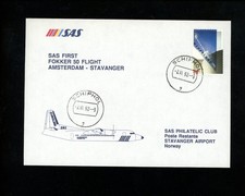 Postal History First Flight SAS 6/2/1992 Amsterdam Netherlands Stavanger Norway
