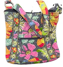 Vera Bradley Quilted Floral Multicolor Crossbody Bag Zip Pockets Long Strap