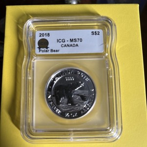 2018 Canada $2 Polar Bear 1/2 oz .9999 Fine Silver ICG MS70 Coin