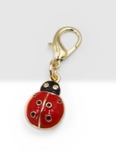 Ladybug Purse Charm Gold Tone Red Enamel Zipper Pull Cute Insect Keychain Nature