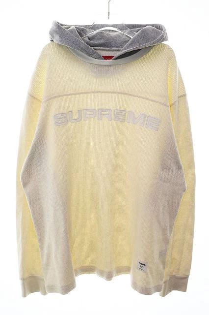 Supreme 17Aw Hooded Waffle Ringer Blanc XL Sweat à Capuche Thermique Arch Logo V24