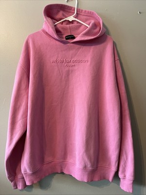 White Fox Season Hooded Pullover Pink Sweatshirt L/XL