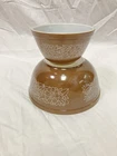 2 Vintage Pyrex Woodland Brown Mixing Bowls 401 and 403 Classic Americana