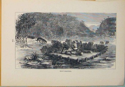 Original alter antiker Druck Graben Tiger Tiger Jagd Jagd Jäger gejagt
