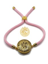Pulsera Sello de los Siete Arcángeles con 72 Nombres de Dios Botón a Presión (Rosa)