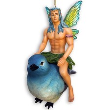 DECEMBER DIAMONDS  2023 Male Fairy WREN 55-55428 SITTING ON BIRD Pixie Fairies