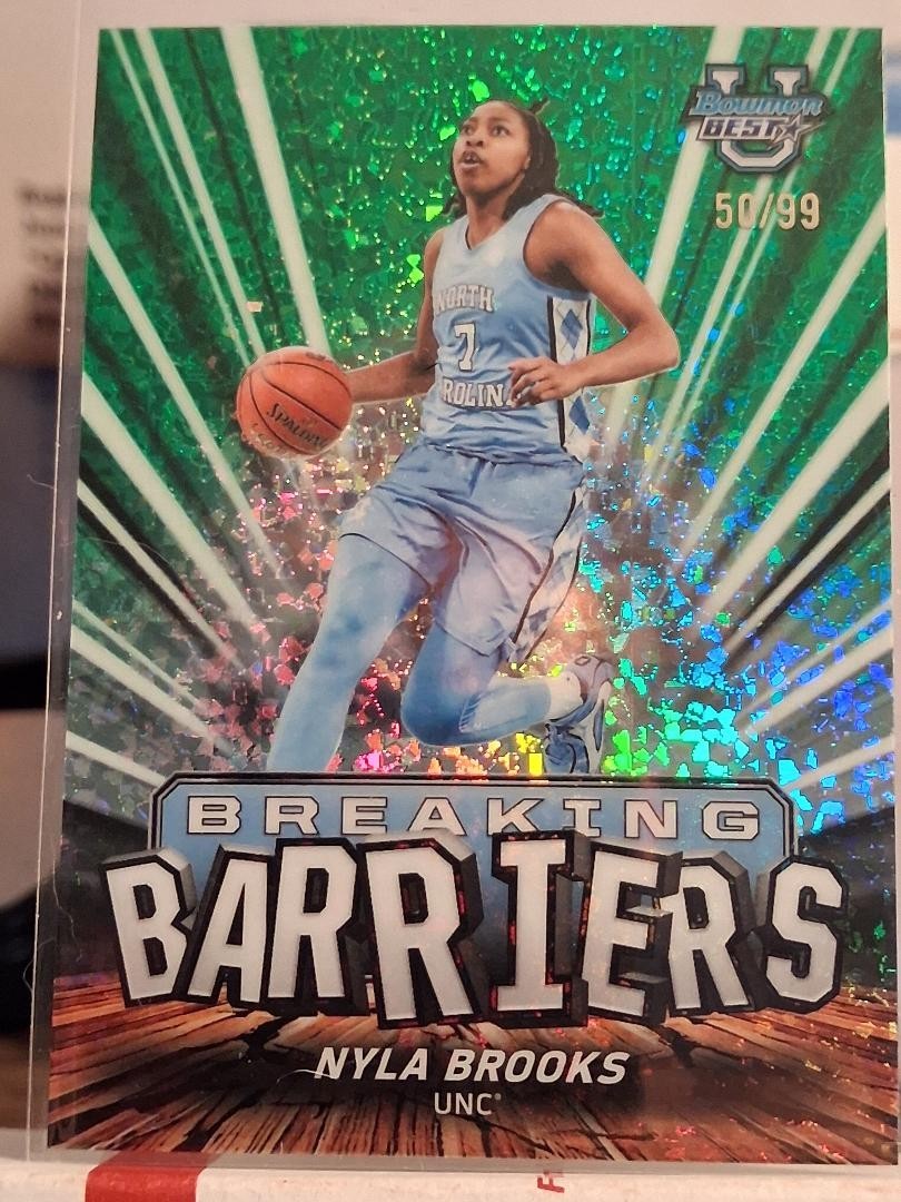 NYLA BROOKS 2025-26 BOWMAN BEST U BREAKING BARRIERS GREEN MINI DIAMOND /99 UNC