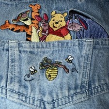 Winnie The Pooh Friends Denim Overalls Bibs Women Disney Embroidered X Large