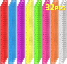 32 Pack Clear Plastic Rulers 12 Inch, Rulers Bulk for Classroom, Transparent Ass