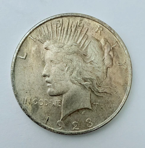 1923 Peace Silver Dollar Coin 90% Silver Circulated AU Details  #815