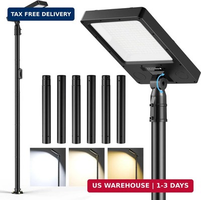 100'' Solar Outdoor Street Lights with Pole & Remote, IP65 Waterproof 420 LEDs So