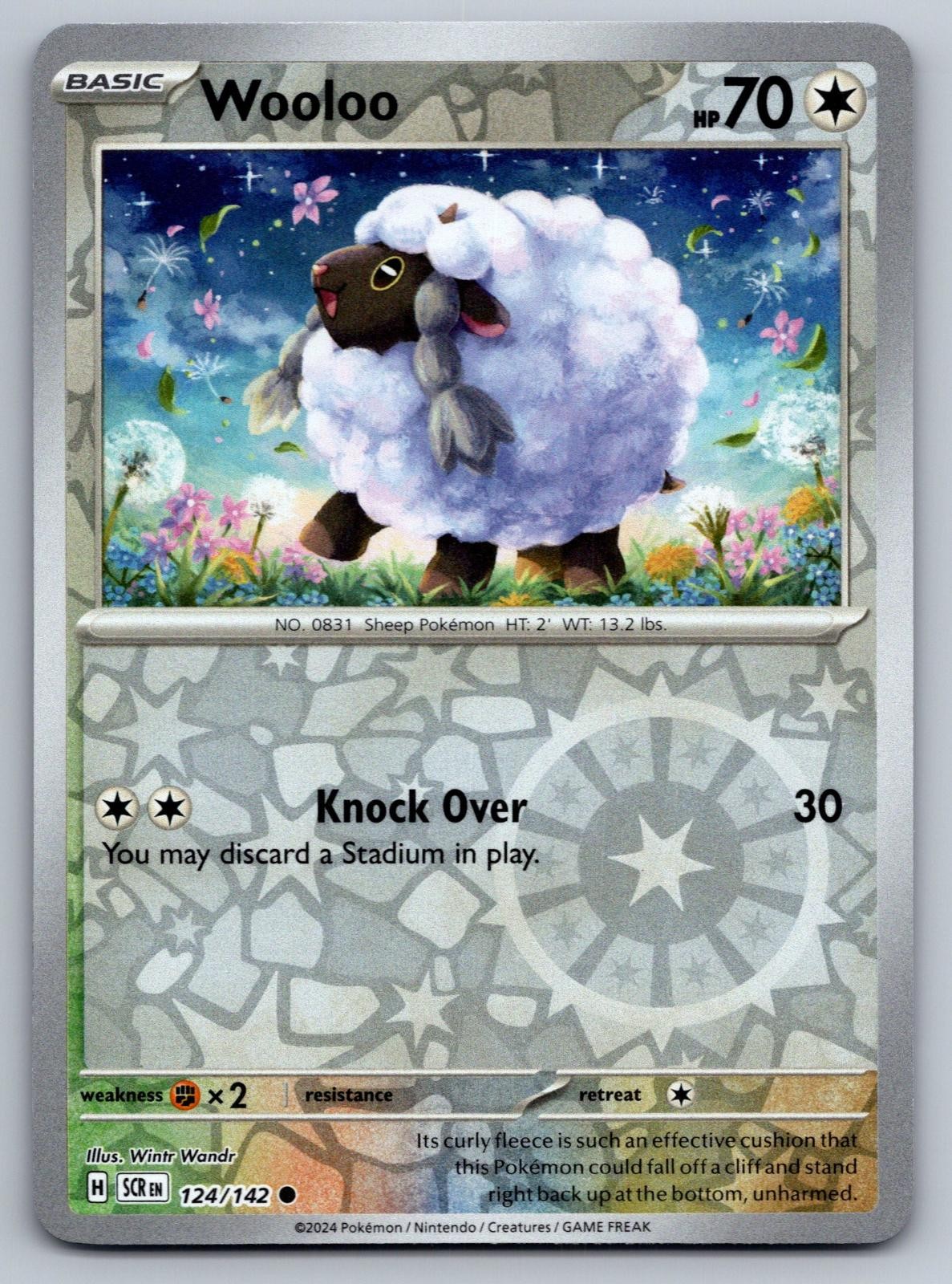 Wooloo 124/142 Common Stellar Crown Pokemon Reverse Holo Near Mint