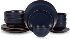 Dinner Service Set 16-Piece Dinnerware Set Stoneware Tableware Dinner Set, Blue