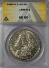 1886 O Morgan Silver Dollar ANACS AU-50