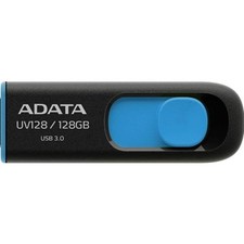 Adata Uv128 128GB USB 3.2 Gen 1 Flash Drive Capless Design Schwarz/Blau