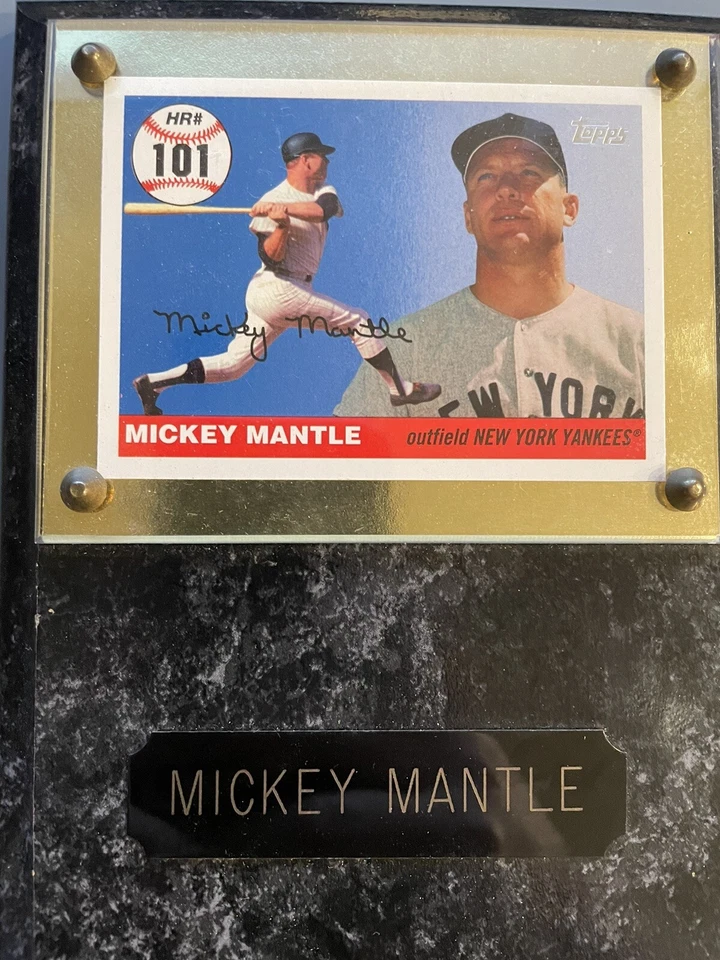Коллекционная карточка Mickey Mantle 5 x 7 дюймов Hardwood Plaque Topps Homerun #101 Yankees - Изображение 2 из 3