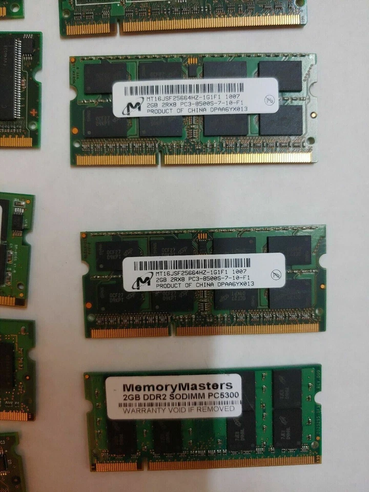 Mixed set of 14 memory ram,2GB 2Rx8 PC2-5300S-555-12,pc3-8500,pc 5300,5 are 2gb  - Image 4 of 4