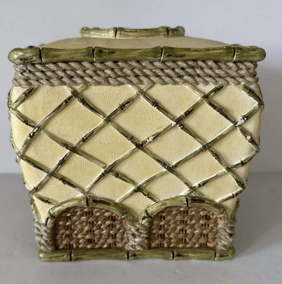 "Cubierta de pañuelo Waverly cerámica pesada diseño bambú Tahití 6"" alto x 6"" ancho" Foto 2 de 4