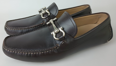 Salvatore Ferragamo Parigi Driving Shoes Brown Leather Bit Loafers