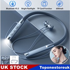Neckband Headphones Bluetooth 5.2 Stereo Earphones Earbuds Headset Flashlight