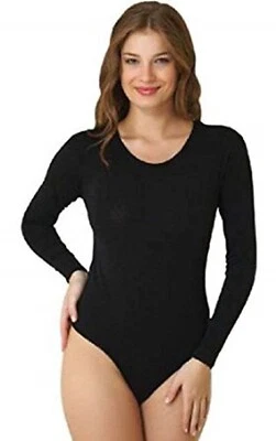 ELEGANCE LADIES TOP QUALITY ROUND-NECK LONG SLEEVE COTTON LEOTARD/BODYSUITS ( 2340 )