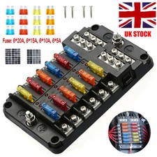 Automotive 12 Way Blade Busbar Car Kit Marine Van Fuse Box Holder Kit 12V 32V