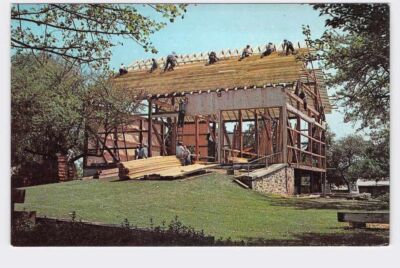 PPC Postcard PA Pennsylvania Heart Of Amish Land Amish Barn Raising With Mennoni