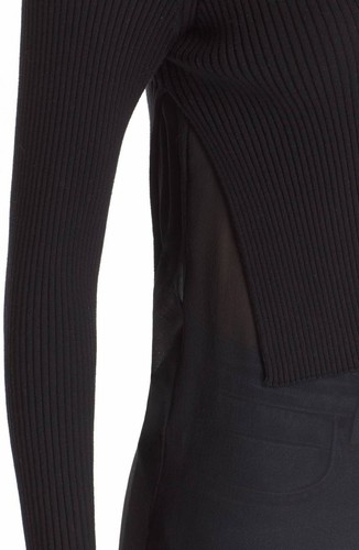 Maglione nuovo con etichette $495 T by Alexander Wang [4] seta coda di camicia orlo maglia costina #C622 - Foto 5 di 12