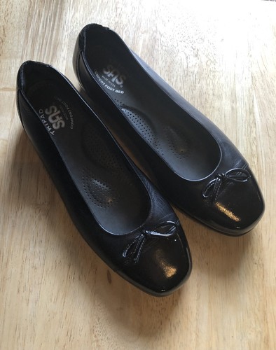 SAS San Antonio Shoemakers Coco Black Leather & Patent Slip Ons 7.5M Made in USA