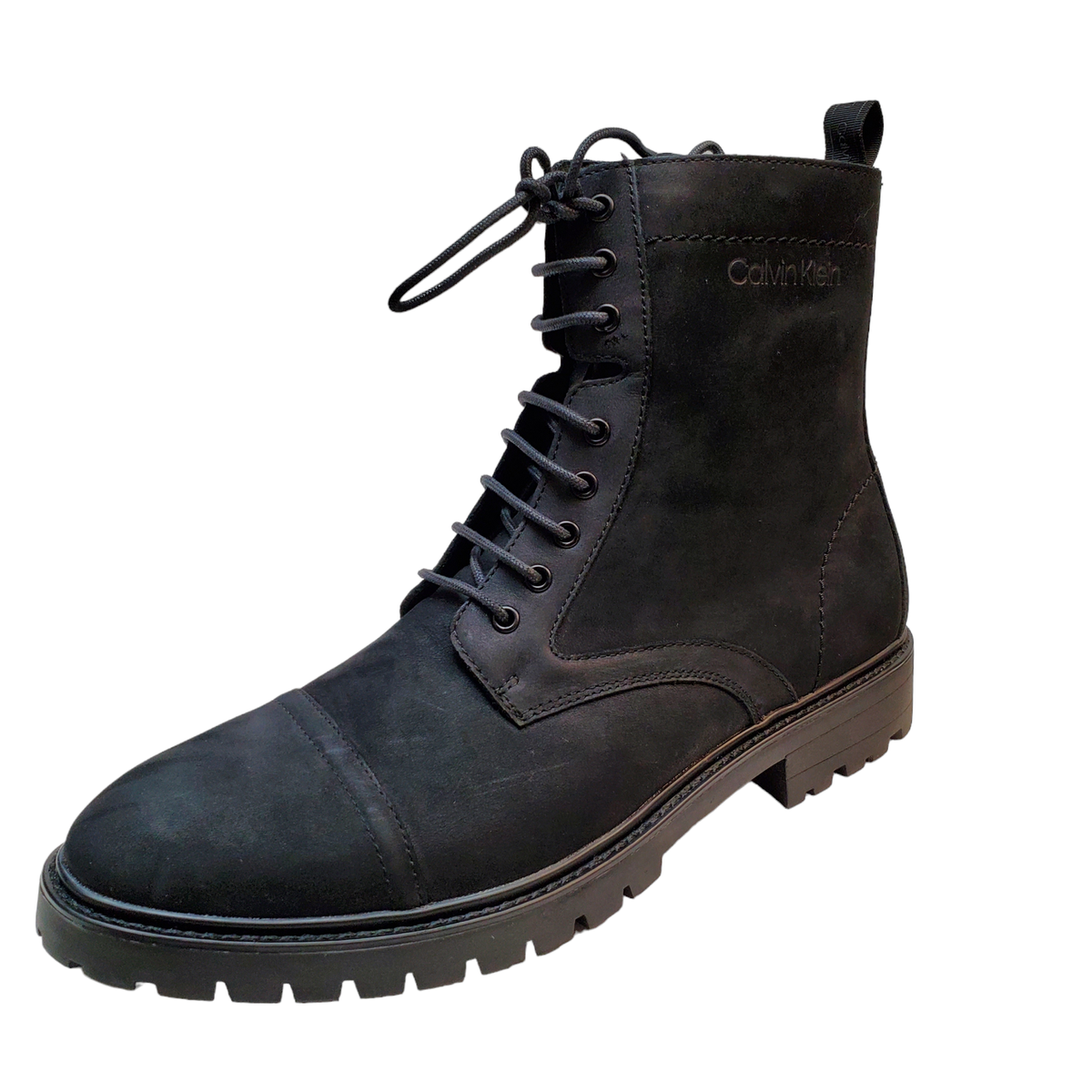 Calvin Klein Mens Shoes Lorenzo Leather Lace Up Black Ankle 