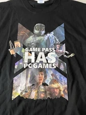 Game Pass Has PC Games Xbox T Shirt Mens L GameStop Employee Shirt Gaming Halo