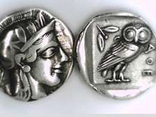 Griechenland Griechische Athen Tetradrachm Athene Eule Silber überzogenes Münze