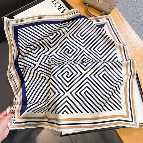 100 % Maulbeerseide 27 Zoll Quadratischer Schal Damen Halstuch Halstuch Mode Stil Gestreift - Bild 2 von 15