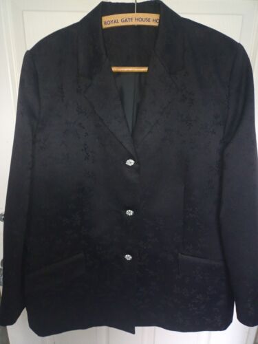 Ladies Smart Black lined jacket stunning buttons Bust 44" Length 30" UK 16 - Picture 1 of 3