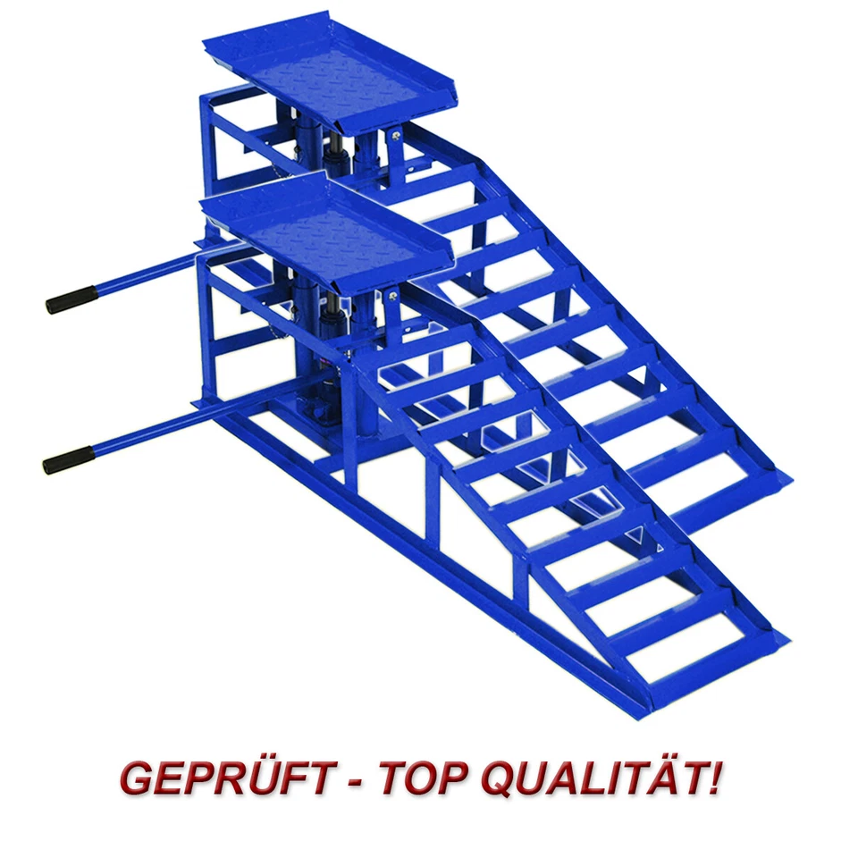 Auffahrrampe hydraulisch höhenverstellbar PKW 2x blau Tragkraft 2t pro Stück - Bild 2 von 4