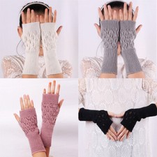 Female European Knitting Wool Gloves Cover Sleeve Hollow Acrylic