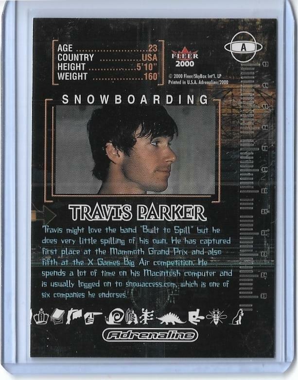2000 FLEER ADRENALINE TRAVIS PARKER AUTOGRAPH AUTO CARD ~ SNOWBOARDING ~ QTY