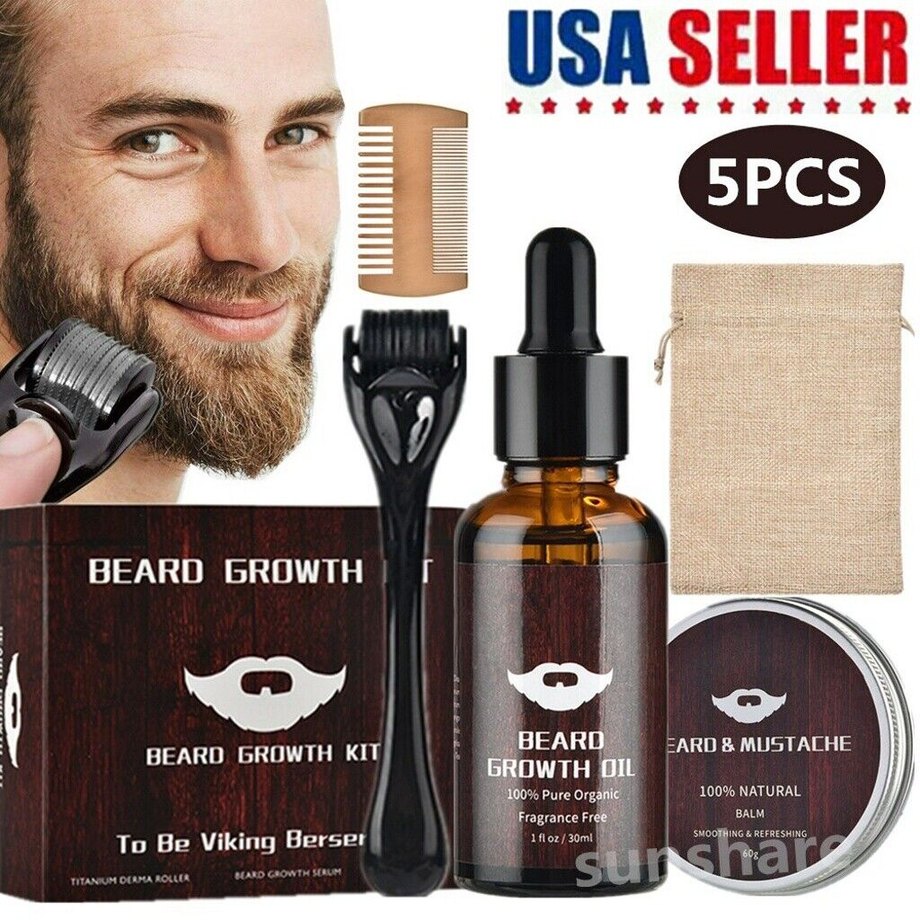Beard Growth Kit - Beard Growth Serum & Derma Roller Mustache Hair Growth Boosts