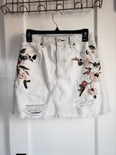 Abercrombie Fitch ZOE NATURAL RISE VINTAGE A-LINE JEAN SKIRT EMBROIDERED Sz 4