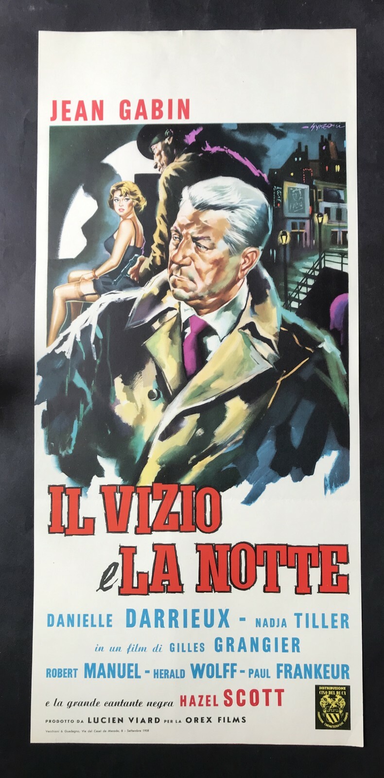 Locandina originale film Il vizio e la notte (1958) - Regia di Gilles Grangier