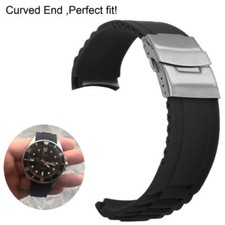 22MM PER SEIKO 5 SKX007K SKX007J 7S26 CINTURINO IN GOMMA SILICONE CURVO NERO