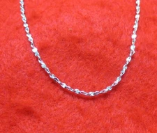 14KT WHITE GOLD EP 24 INCH 2MM TWISTED NUGGET DESIGNER CHAIN NECKLACE