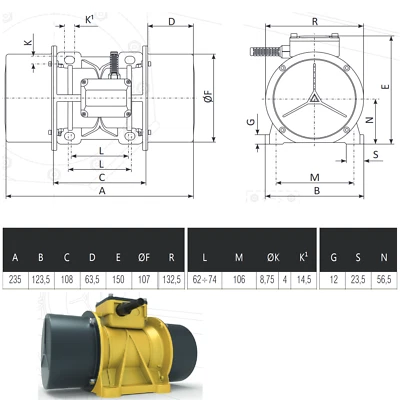MXBAOHENG 30W Vibrationsmotor - 3000U/min Einstellbar Aluminium